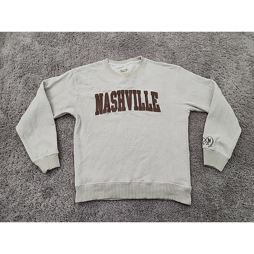 Nashville Pullover Sweatshirt Mens L Crewneck New York Popular Oatmeal
